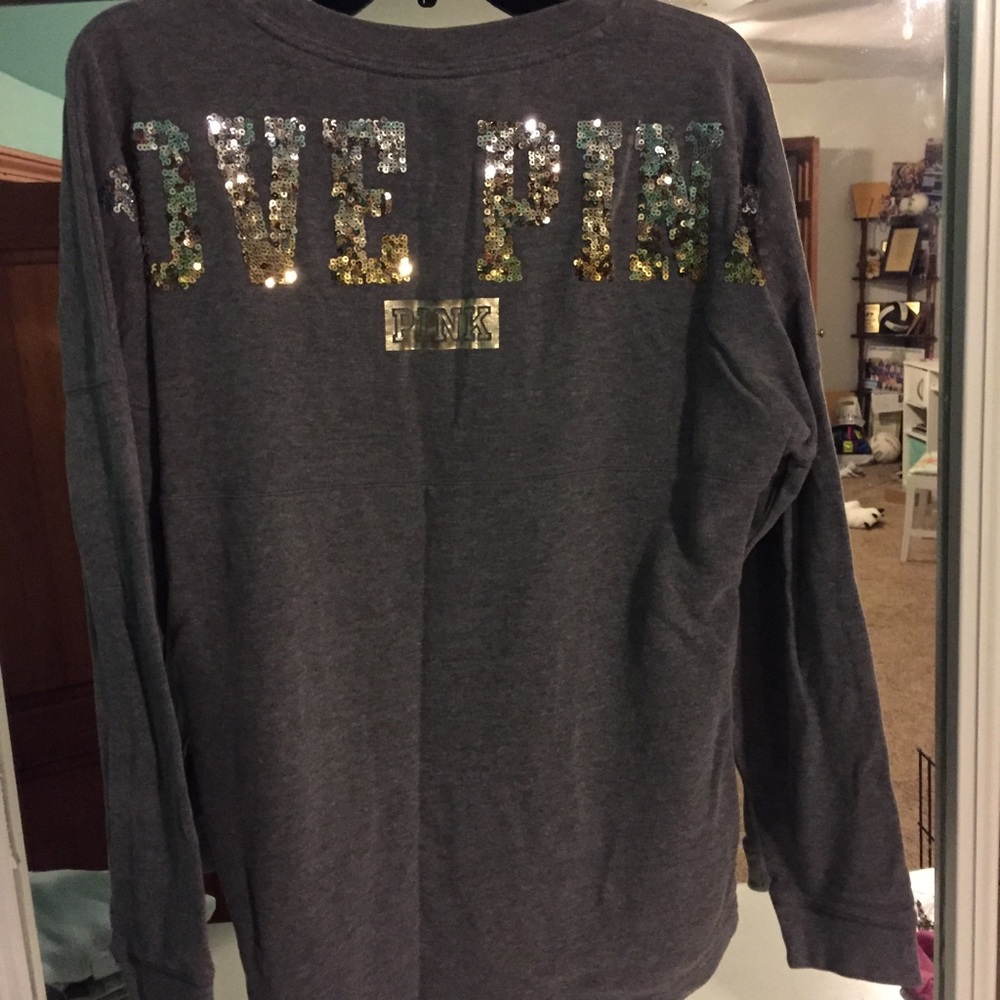 Sequin Grey Pink VS Crew Neck
